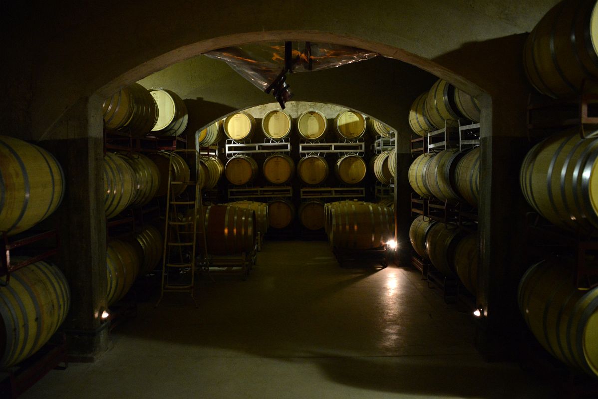 05-11 Bodega Clos de Chacras Wine Barrels In Cellar Lujan de Cuyo Near Mendoza